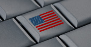 Keyboard with American flag button